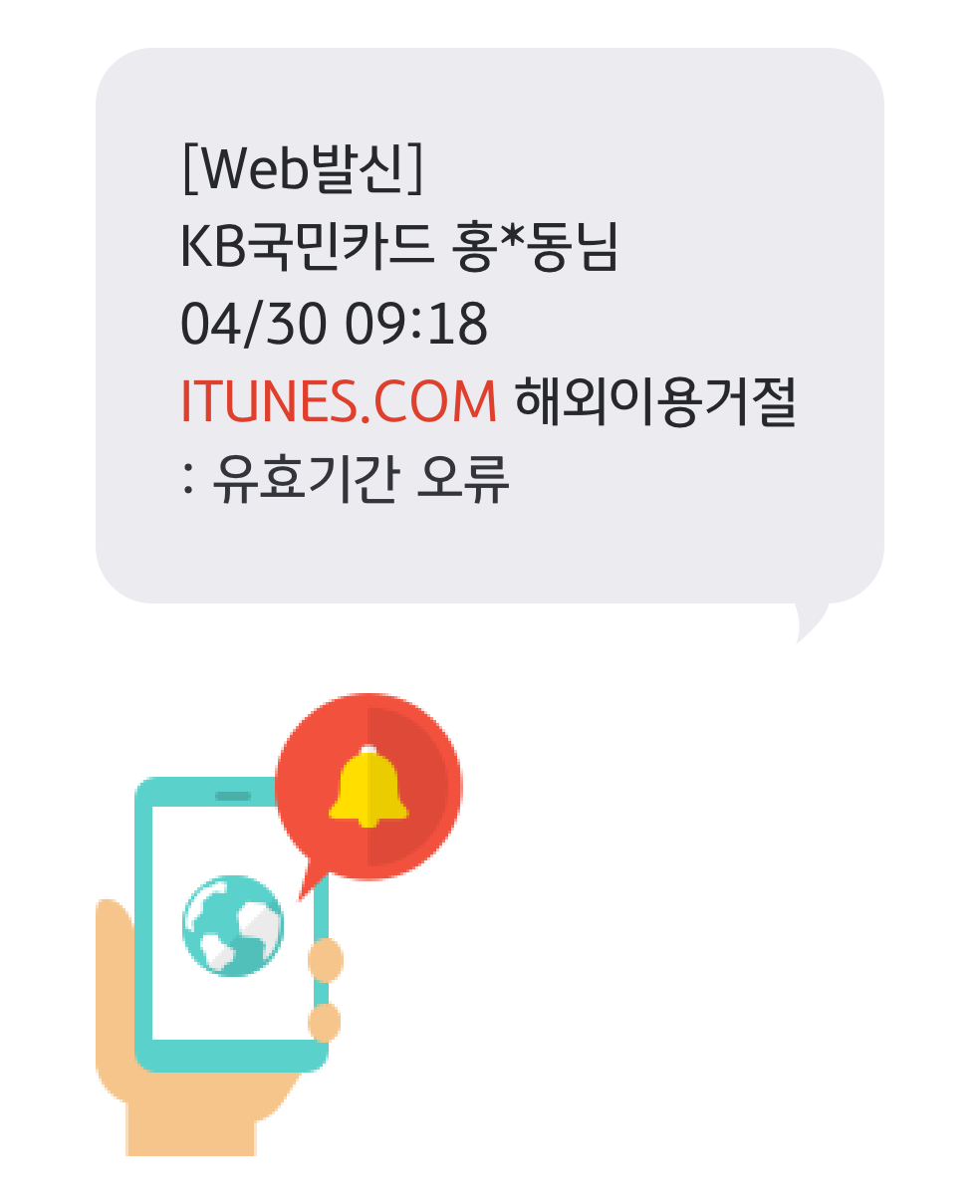 KB국민카드 해외이용거절:유효기간 오류 예시 이미지