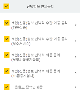동의 선택 단계 - 캡쳐 이미지