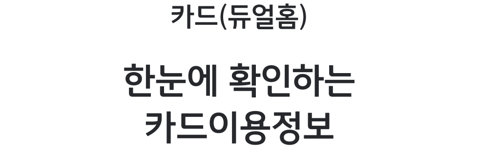 카드(듀얼홈) - 한눈에 확인하는 카드 이용정보